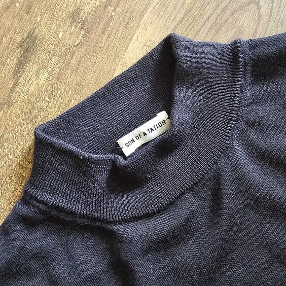 Son of a Tailor 100% Merino Wool Classic Pullover Lightweight Sweater XL Navy - Picture 6 of 8